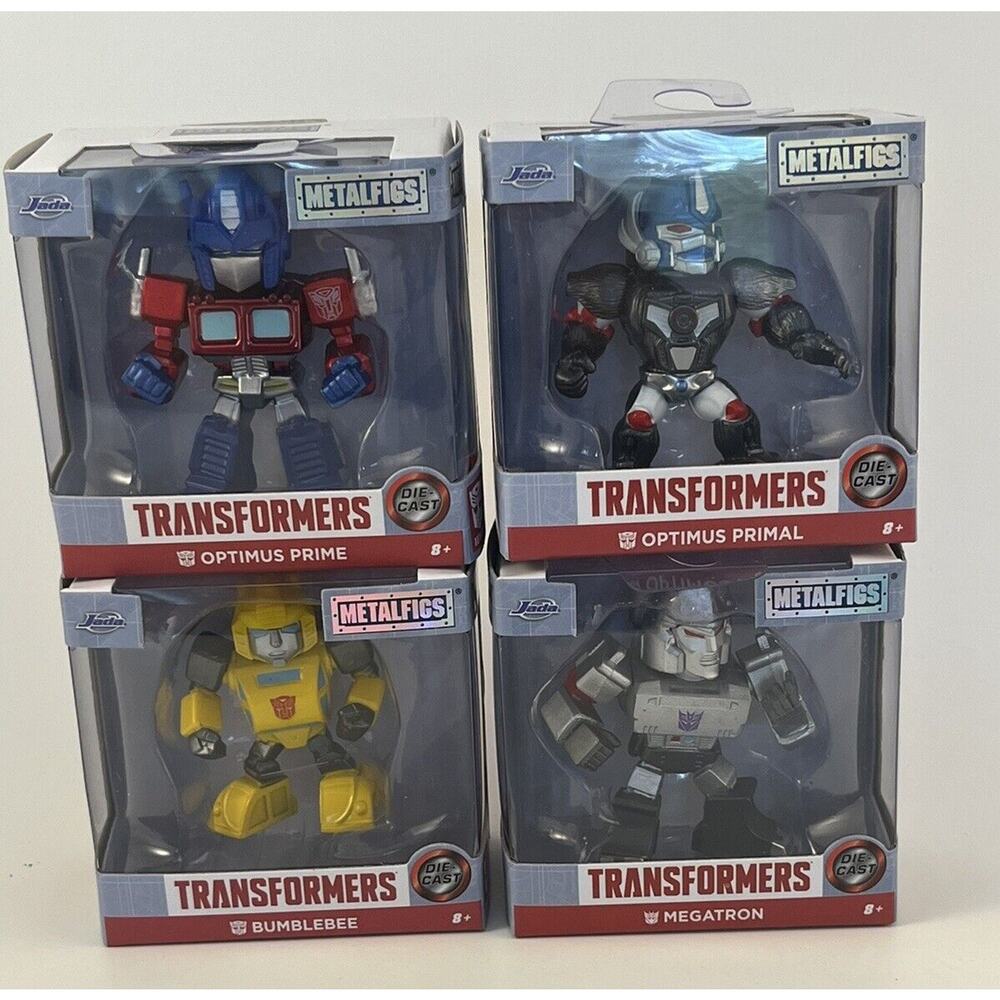 Transformer Set Of 4 2.5 Die Cast Optimus Prime, Bubblebee, Optimus Primal, Mega